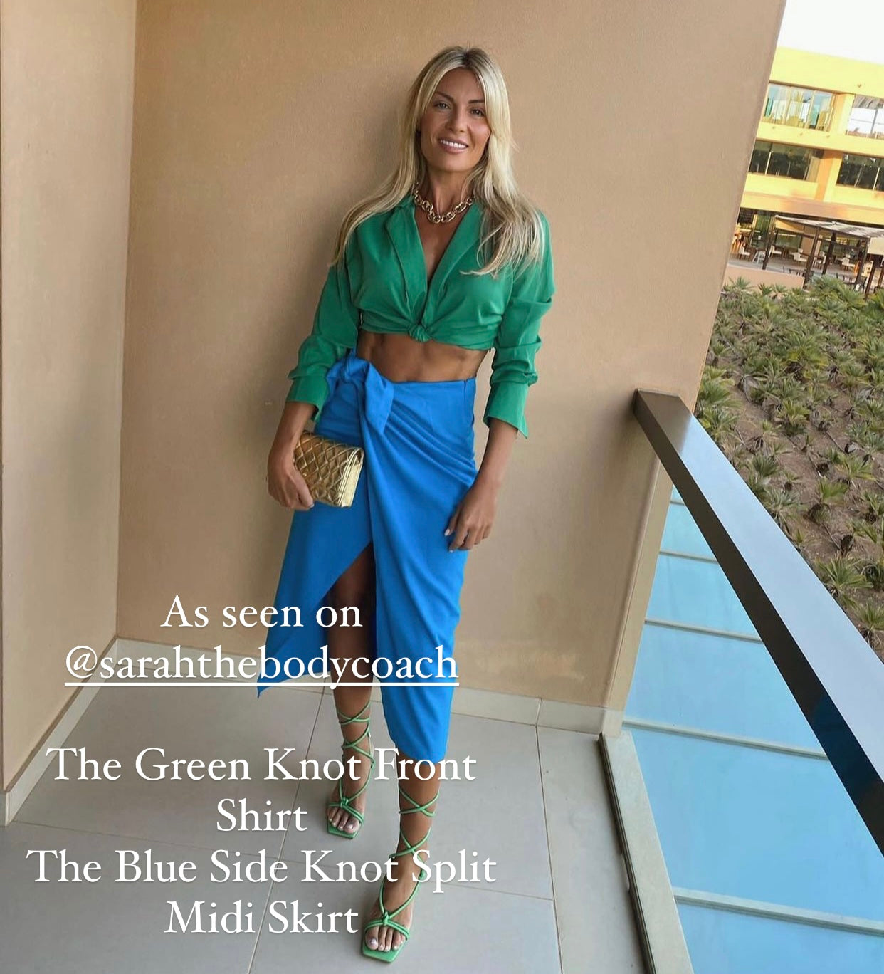 GREEN KNOT FRONT CROP SHIRT