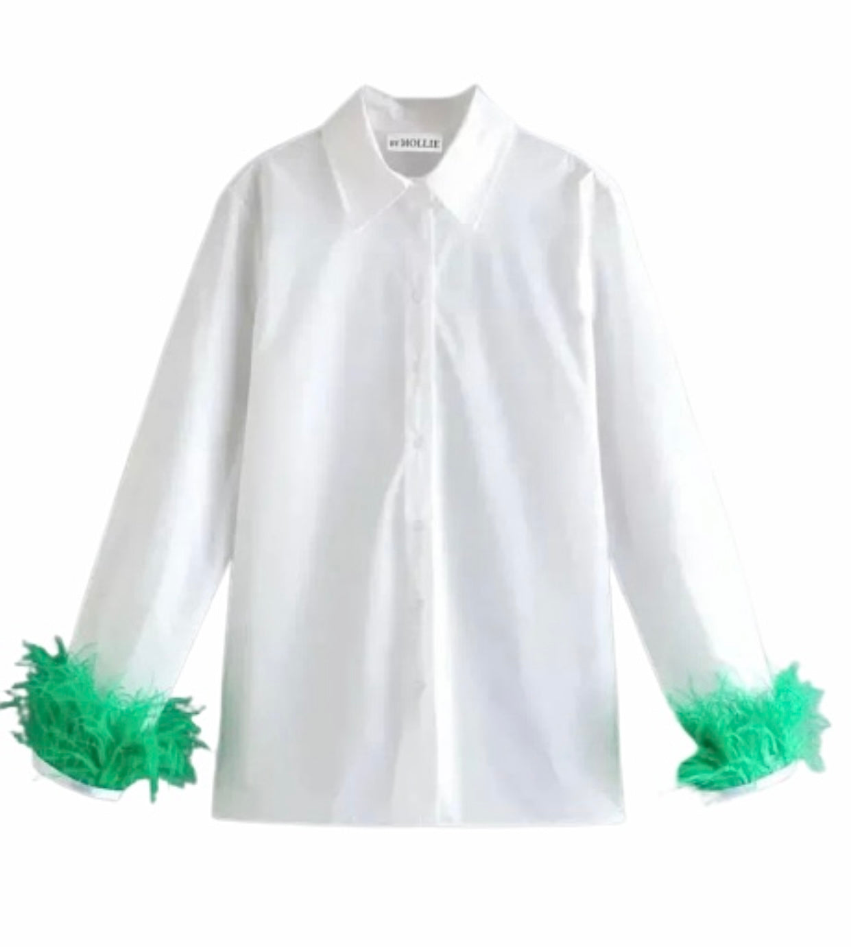 GREEN FEATHER CUFF SHIRT