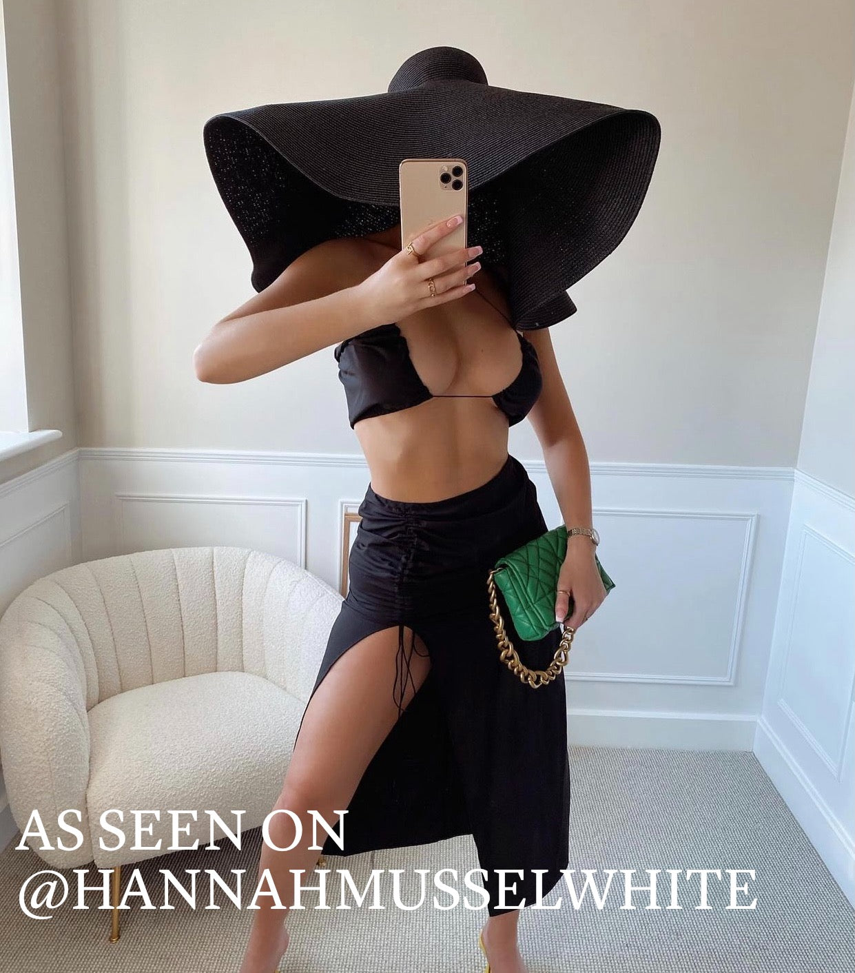 BLACK SPLIT LEG SKIRT AND STRAP CROP TOP CO-ORD