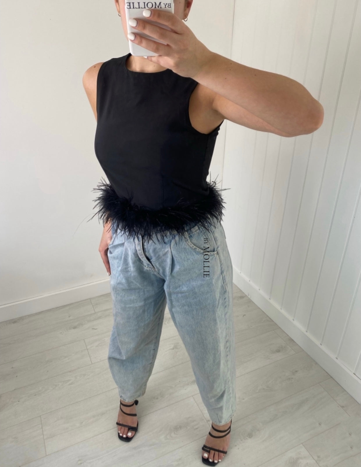 FEATHER HEM CROPPED VEST