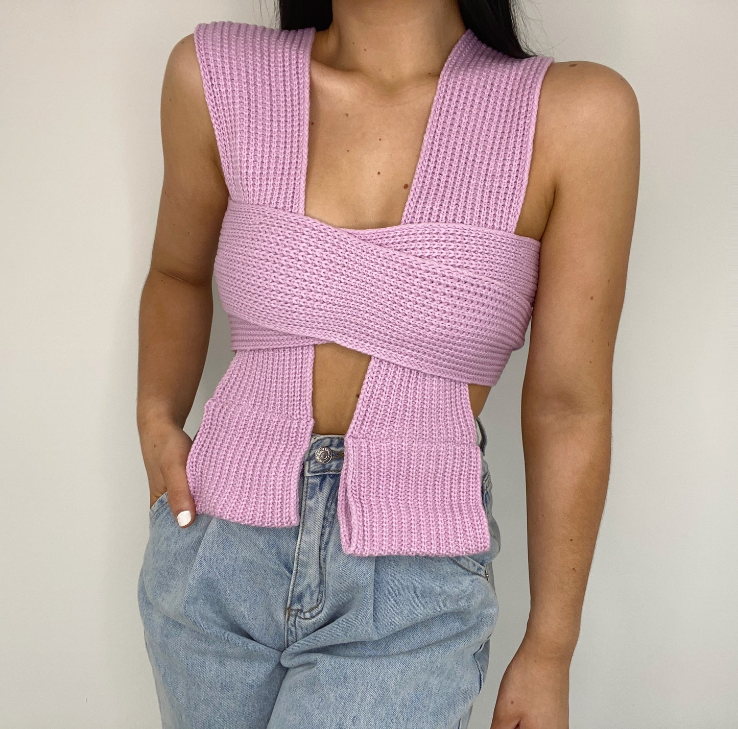 KNIT WRAP MULTIWEAR CROP TOP