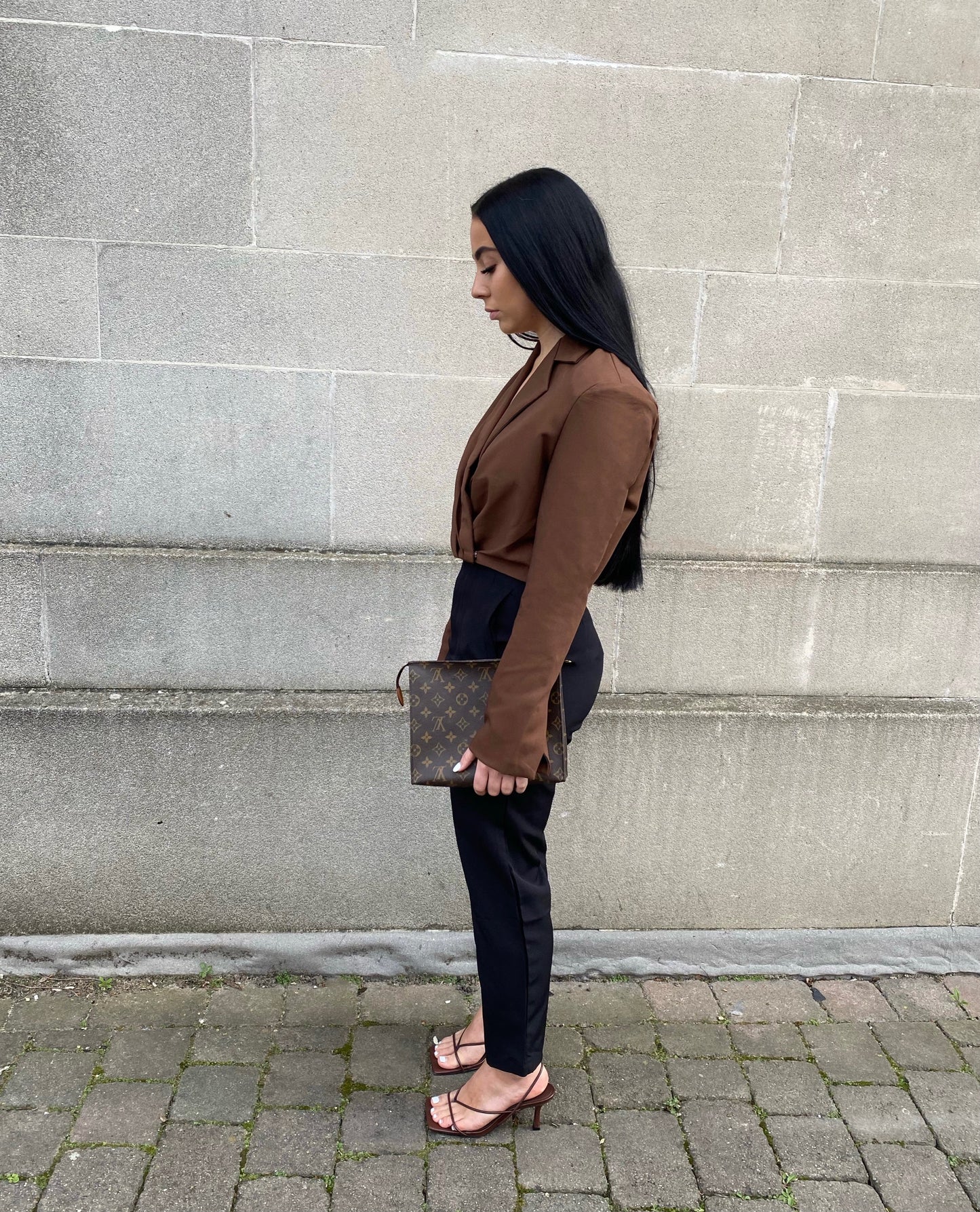 BROWN CROP BLAZER