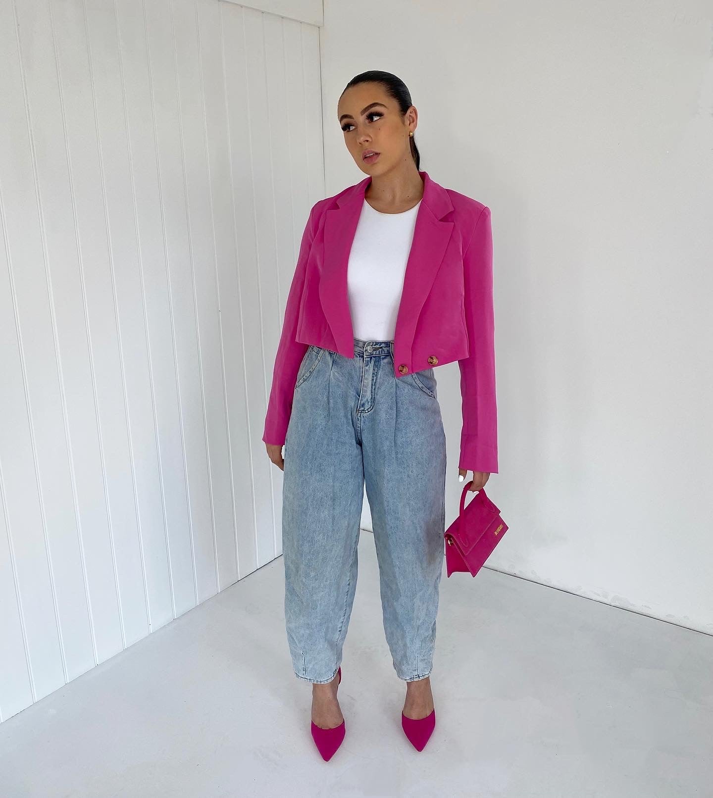 HOT PINK CROP BLAZER