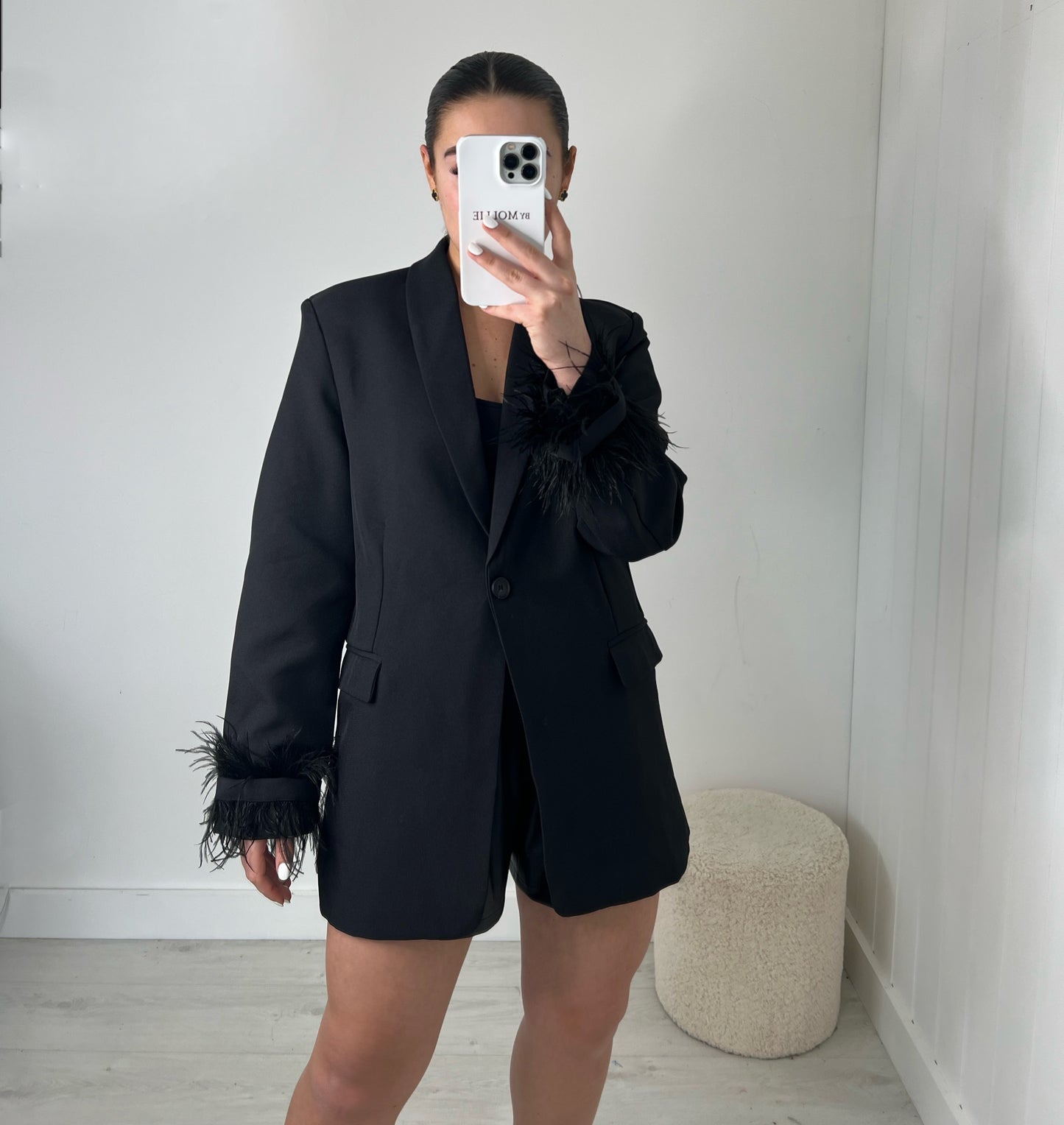 FEATHER CUFF OVERSIZED BLAZER