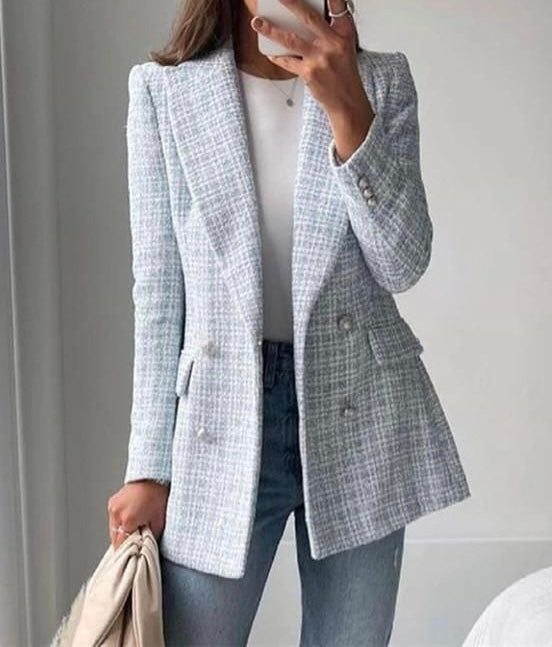 BABY BLUE TWEED BLAZER