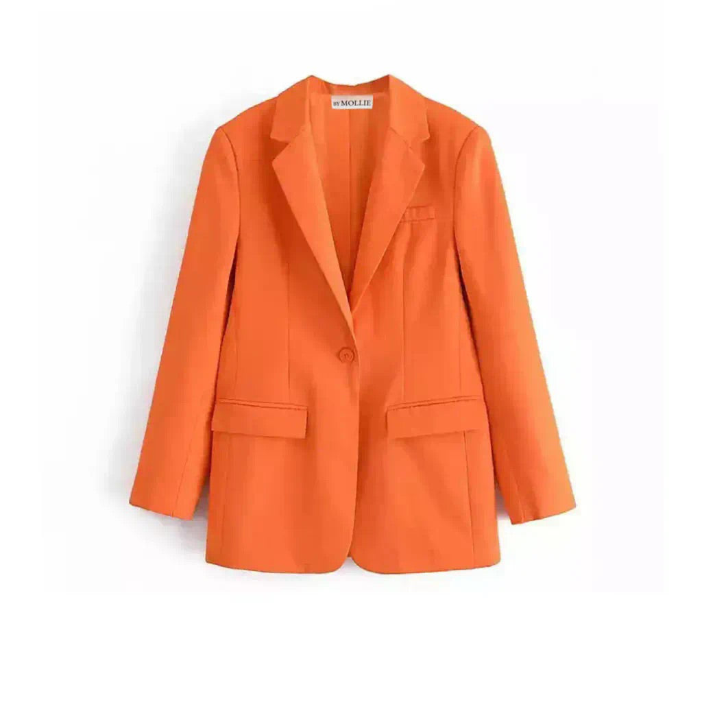 ORANGE OVERSIZED SHOULDER PADDED BLAZER