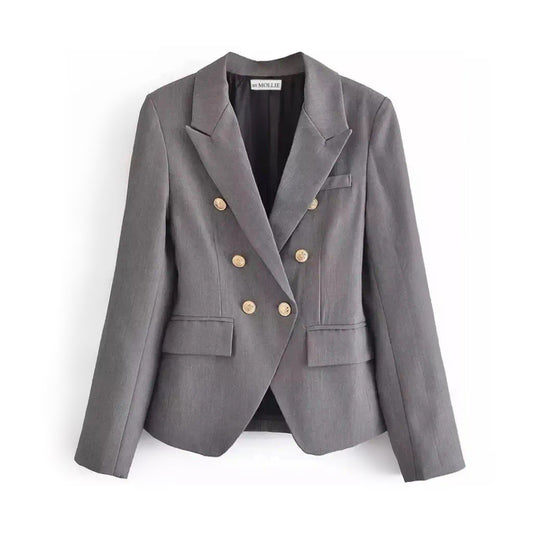 GREY SHOULDER PADDED BLAZER