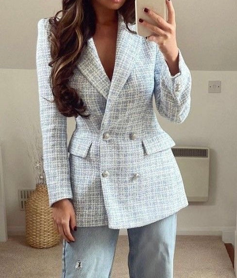 BABY BLUE TWEED BLAZER