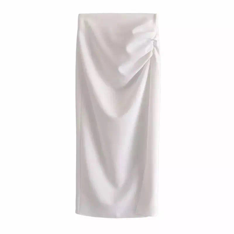 WHITE CROP SHIRT AND SIDE SPLIT MIDI SKIRT CO-ORD