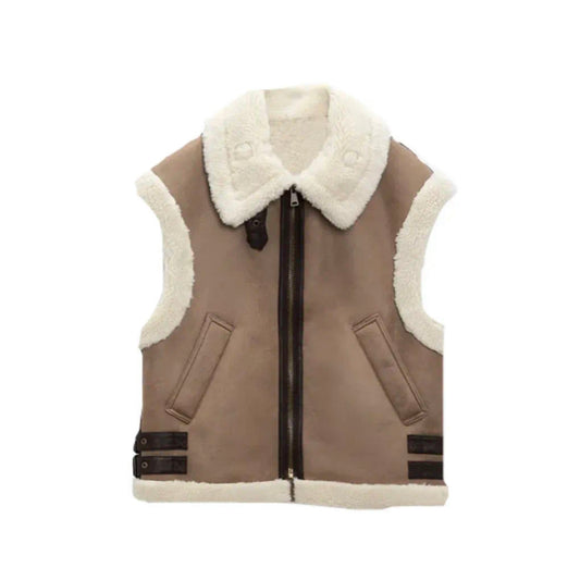 CONTRAST SHEARLING GILET