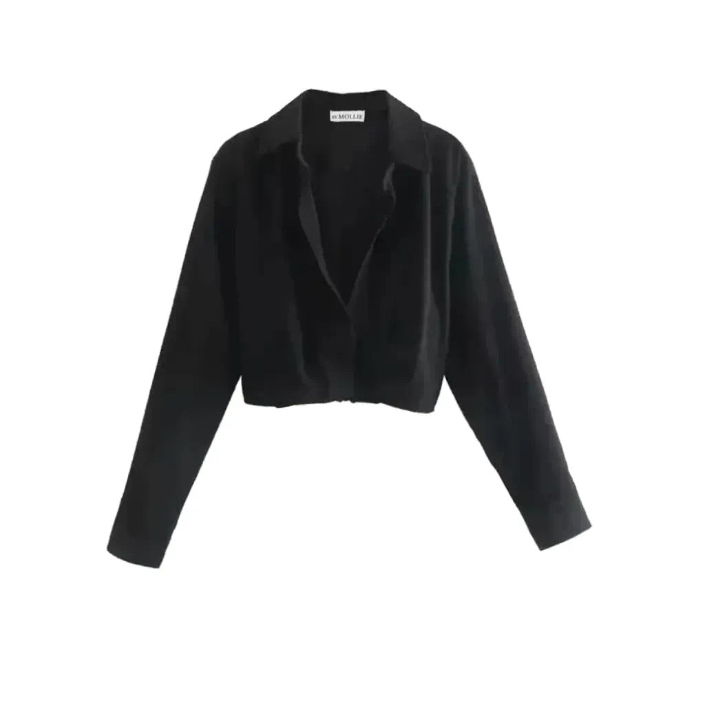 BLACK CROP SHIRT AND SIDE SPLIT MIDI SKIRT CO-ORD