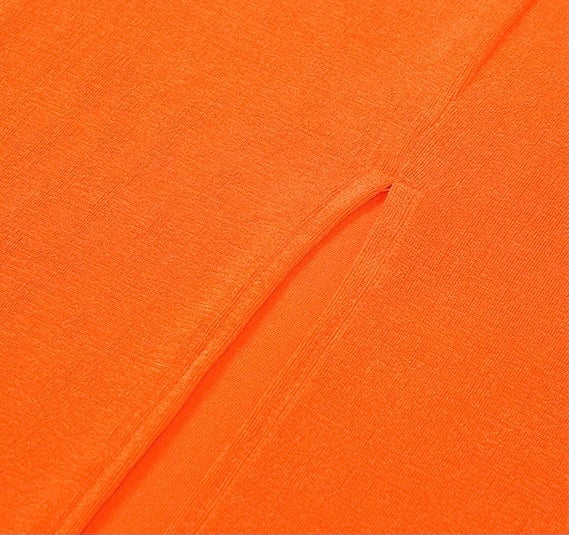 ORANGE SHEER RUCHED CROP TOP AND SPLIT BACK MIDI SKIRT