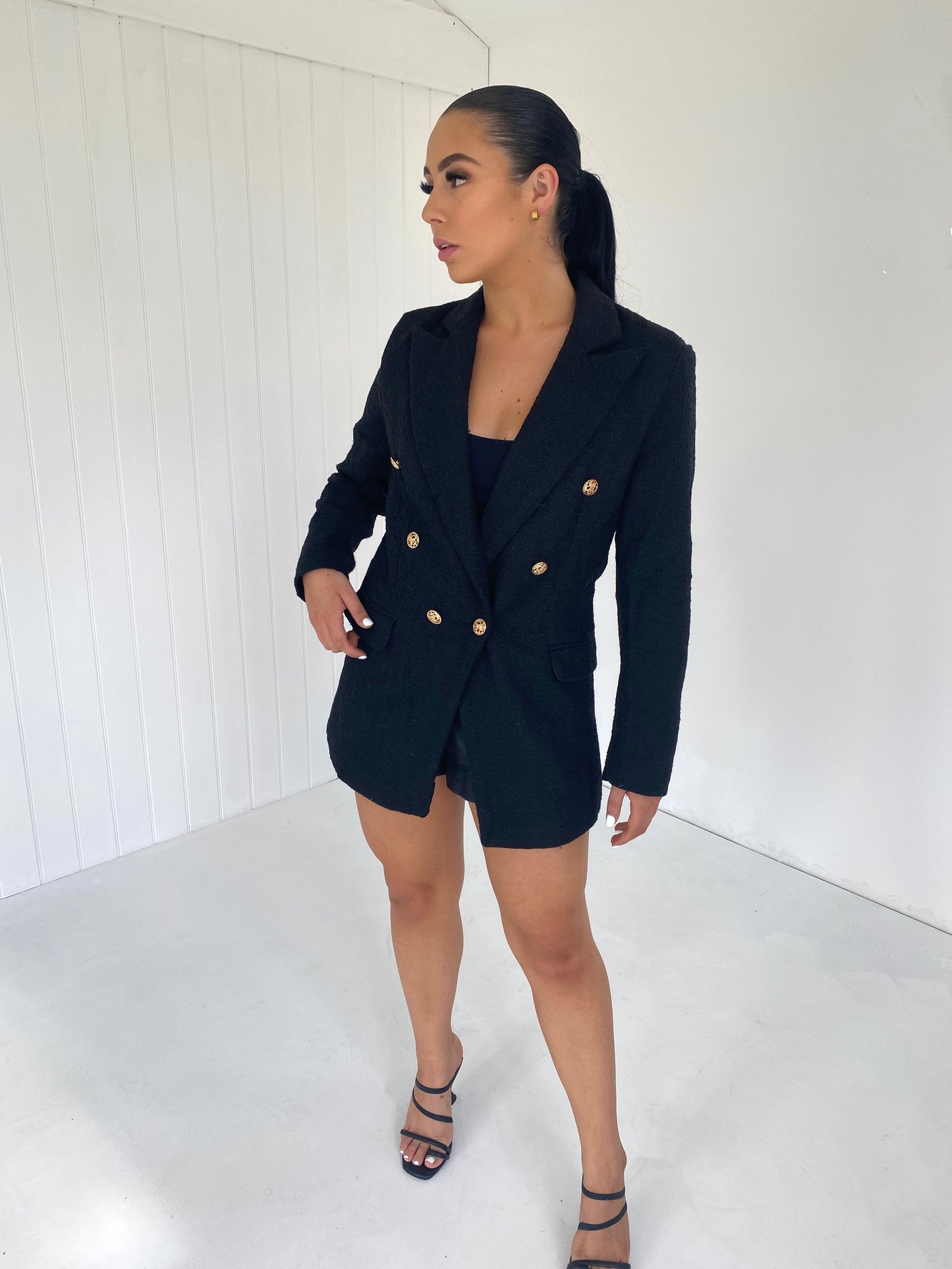 BLACK TWEED BLAZER
