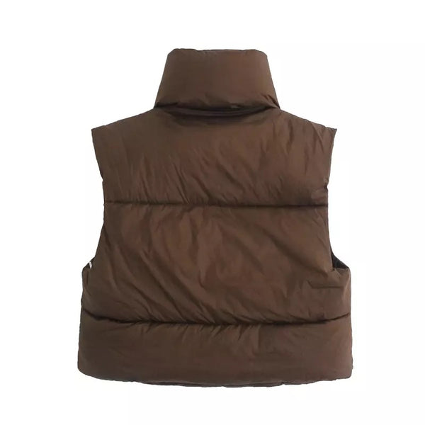 CROPPED CHOCOLATE BROWN BODYWARMER