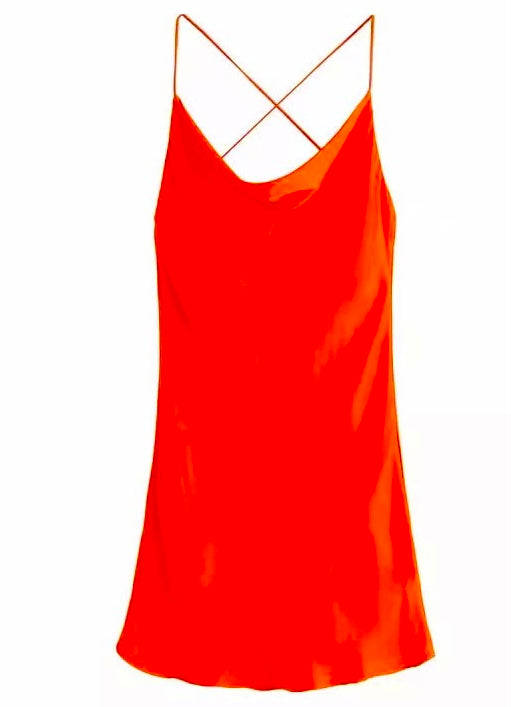 RED SATIN CROSS BACK MINI DRESS