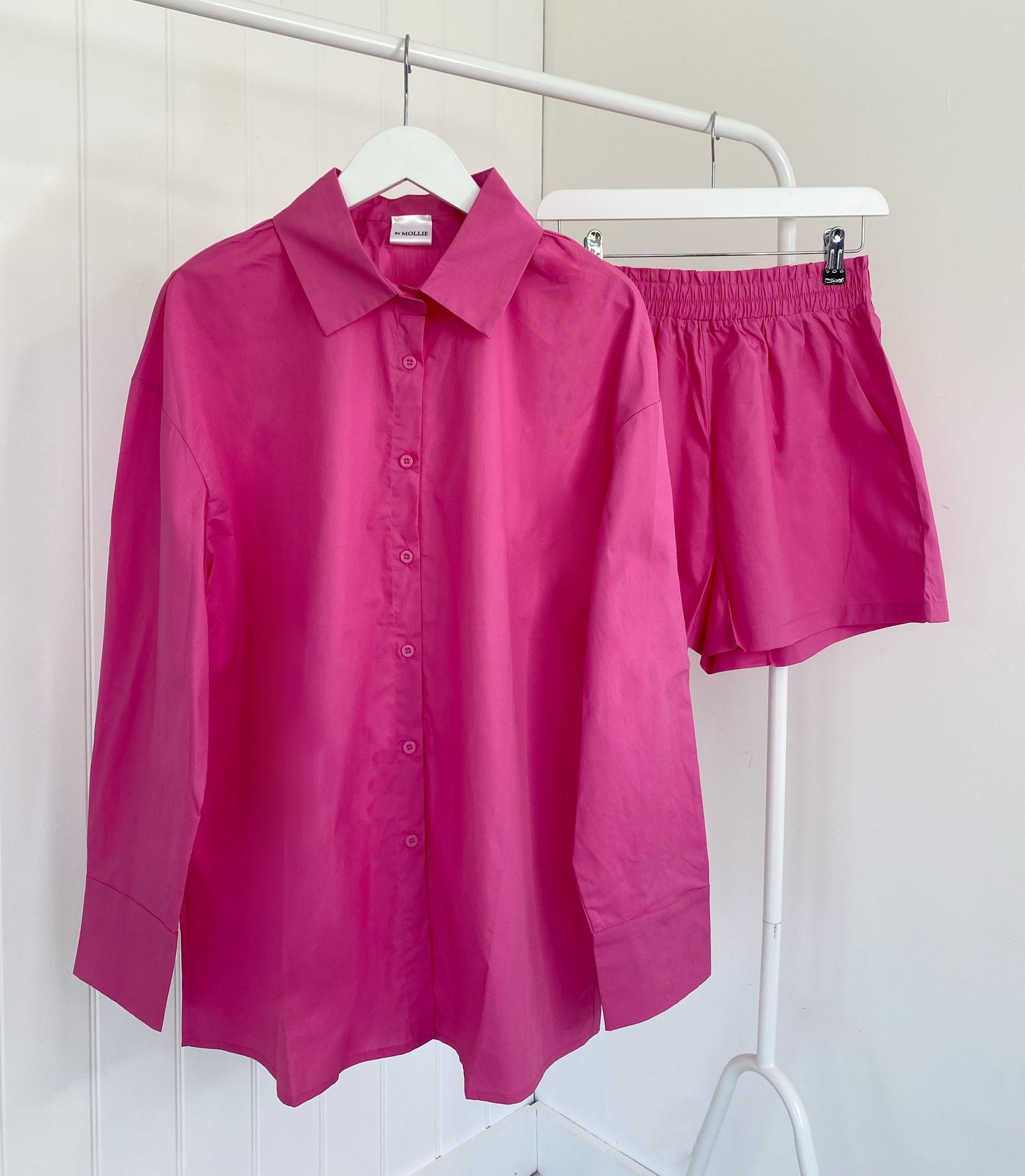 PINK OVERSIZED SHIRT AND SHORTS CO-ORD