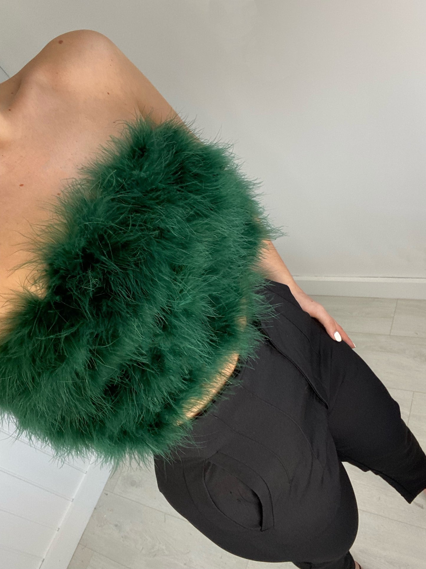 FEATHER BUST BANDEAU CROP TOPS