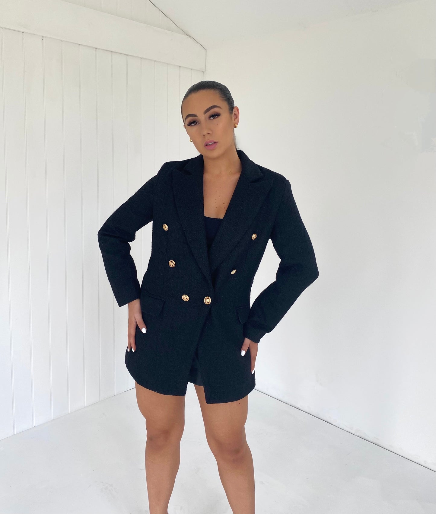 BLACK TWEED BLAZER