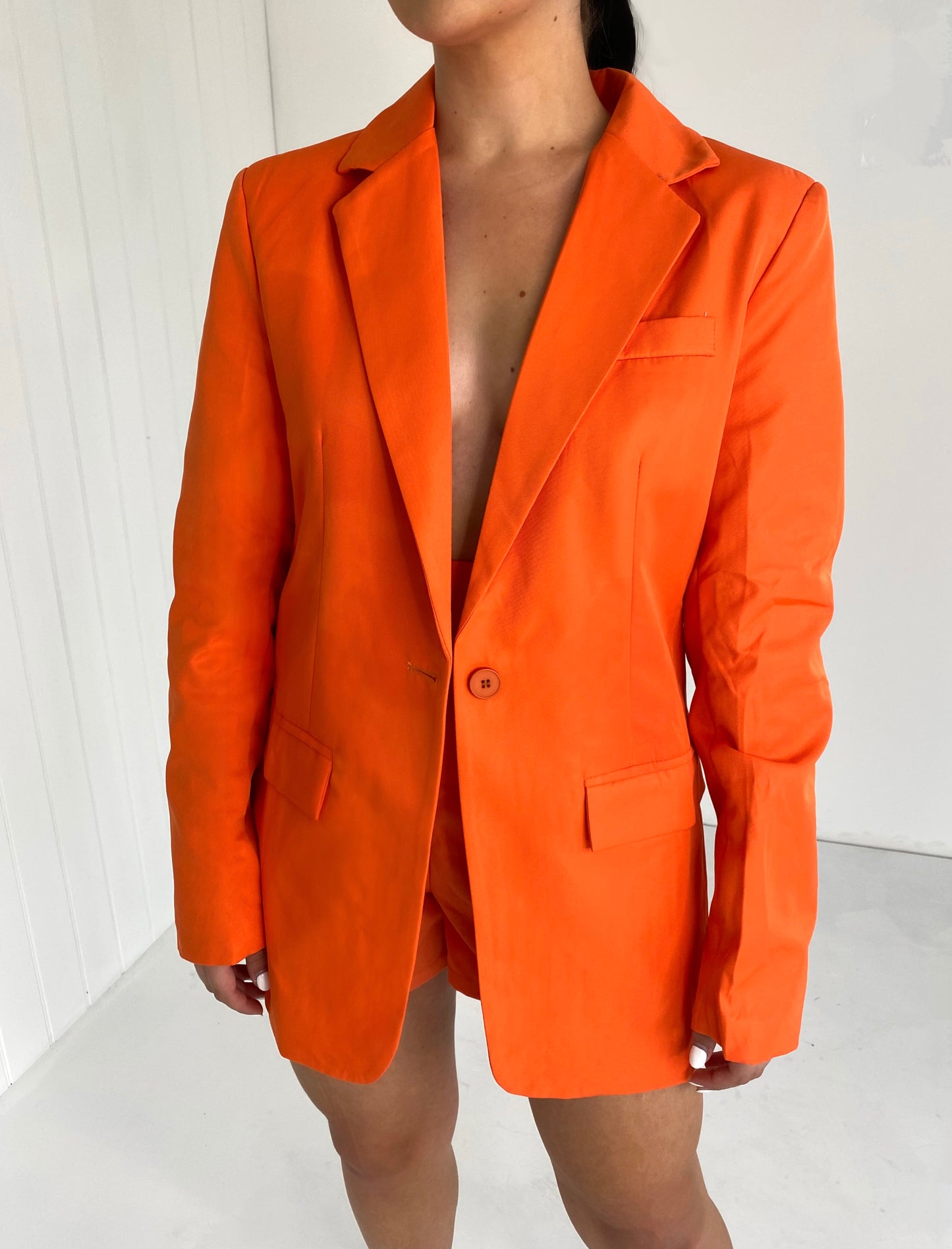 ORANGE OVERSIZED SHOULDER PADDED BLAZER