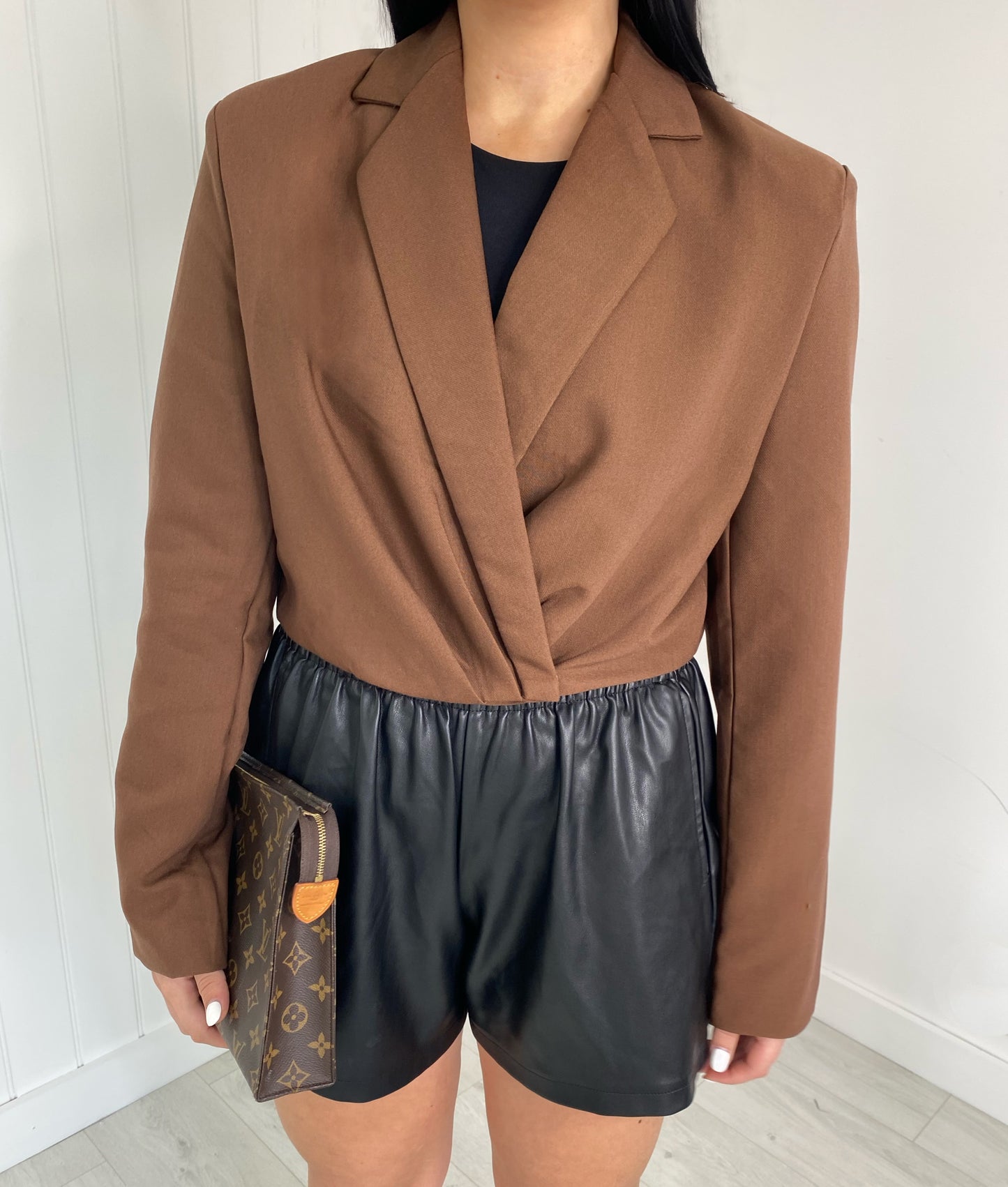 BROWN CROP BLAZER